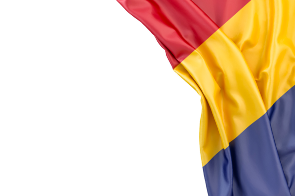 Flag-of-Romania-in-the-corner-on-white-background.-Isolated-contains-clipping-path-19350